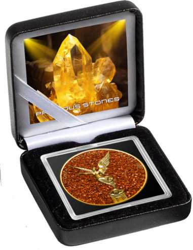IMPERIAL ORANGE TOPAZE Precious Gemstones Libertad 1 Oz Silver Coin Mexico 2024 - Coins & More - Mexique
