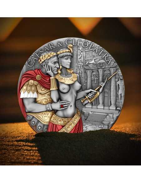 CAESAR & CLEOPATRA Il Potere dell'Amore Moneta d'Argento da 2 Oz 2000 Franchi Camerun 2024 - Coins & More - Camerun