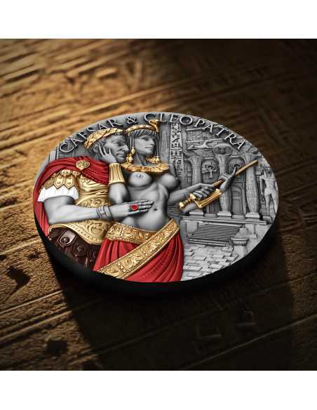 CAESAR & CLEOPATRA Il Potere dell'Amore Moneta d'Argento da 2 Oz 2000 Franchi Camerun 2024 - Coins & More - Camerun