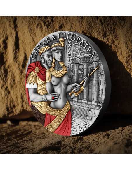 CAESAR & CLEOPATRA The Power of Love 2 Oz Silver Coin 2000 Francs Cameroon 2024 - Coins & More - Cameroon