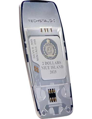 UNBREAKABLE PHONE Farbig Vergoldet TechStalgic 2 Oz Silbermünze 2$ Niue 2025 - Coins & More - Niue