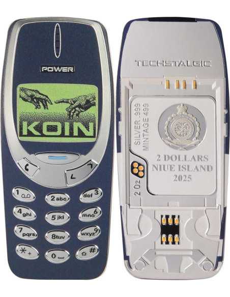 UNBREAKABLE PHONE Colored Gilded TechStalgic 2 Oz Silver Coin 2$ Niue 2025 - Coins & More - Niue