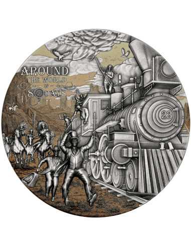 Viaggio in treno intorno al mondo in 80 giorni Moneta d'argento da 3 once 5$ Niue 2023 - Coins & More - Niue