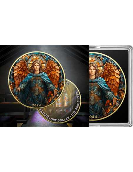 SAINT MICHAEL Saint Vitrail American Eagle 1 Oz Silver Coin 1$ USA 2024 - Coins & More - Usa