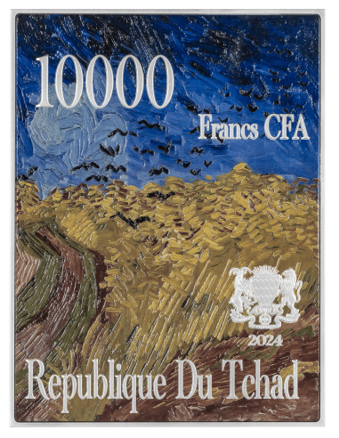 SELBSTPORTRÄT 1889 von Vincent Van Gogh Farbige 2,5 Oz Silber & 120g Kupfermünze 10000 Francs Chad 2024 - Coins & More - Tschad