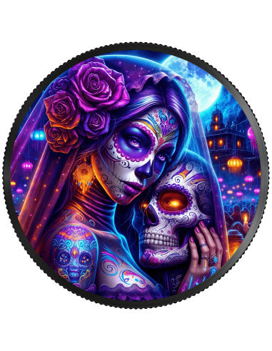 BLACK WIDOW Dia de los Muertos 1 Oz Silbermünze 1 Unze Mexiko 2024 - Coins & More - Mexiko
