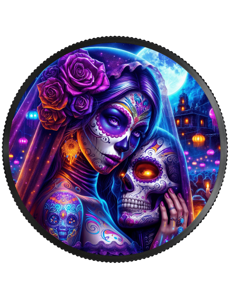 BLACK WIDOW Dia de los Muertos 1 Oz Silbermünze 1 Unze Mexiko 2024 - Coins & More - Mexiko