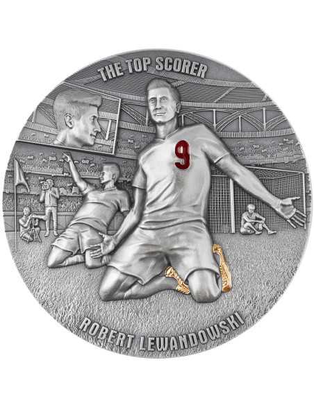 TOP SCORER ROBERT LEWANDOWSKI El camino de los sueños 2 Oz Silver Coin 5$ Niue 2024 - Coins & More - Niue