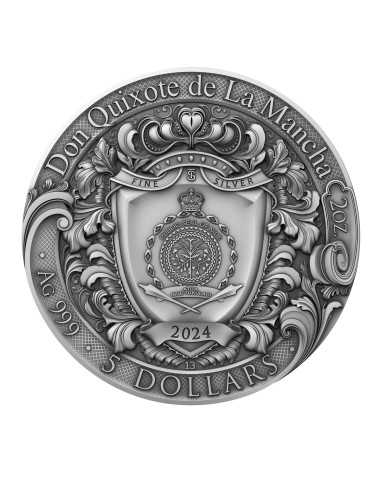 DON QUIXOTE DE LA MANCHA Moneda de Plata de 2 Oz 5$ Niue 2024 - Coins & More - Niue