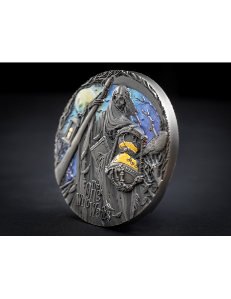 LA QUE ESPERA Parca Figuras de la Muerte 2 Oz Moneda de Plata 2000 Francos Camerún 2024 - Coins & More - Camerún
