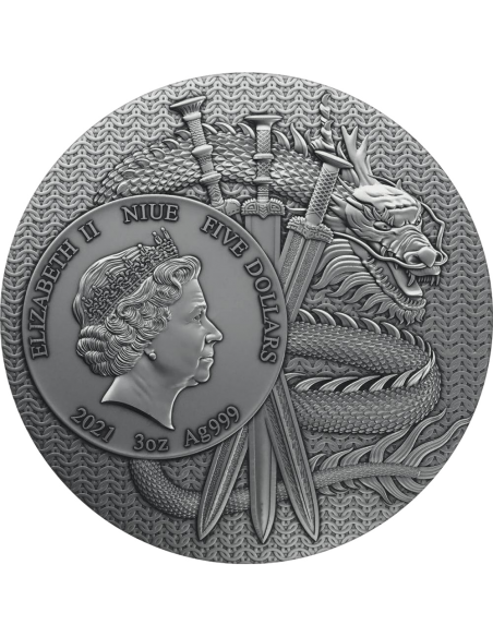 DIAN WEI Warriors of Ancient China Gold Plating 3 Oz Silver Coin 5$ Niue 2021 - Coins & More - Niue