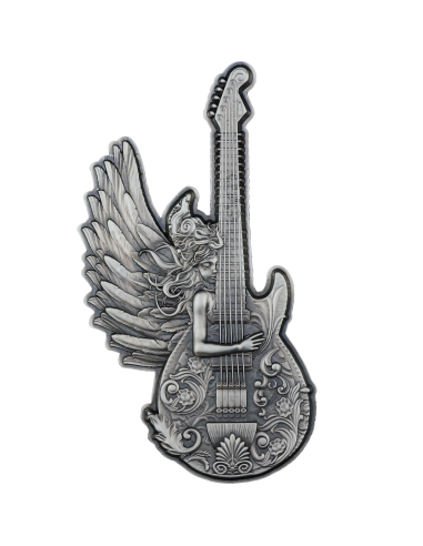 GUITARRA DELL'ANGELO Musica divina Moneta d'argento da 2 once 2000 franchi Camerun 2025 - Coins & More - Camerun