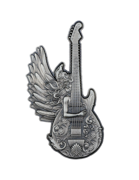 GUITARRA DELL'ANGELO Musica divina Moneta d'argento da 2 once 2000 franchi Camerun 2025 - Coins & More - Camerun