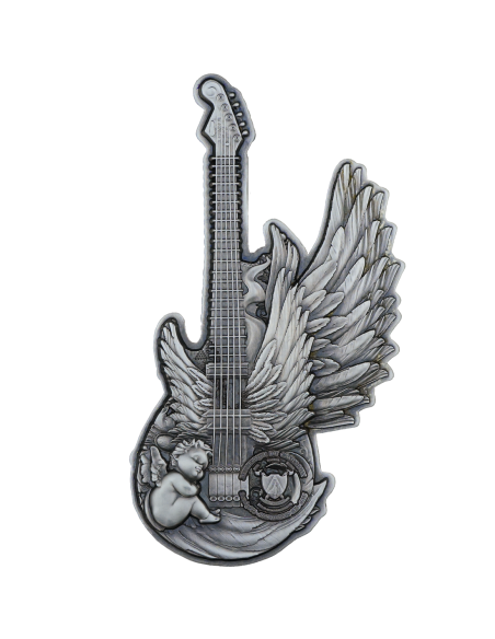 GUITARRA DELL'ANGELO Musica divina Moneta d'argento da 2 once 2000 franchi Camerun 2025 - Coins & More - Camerun