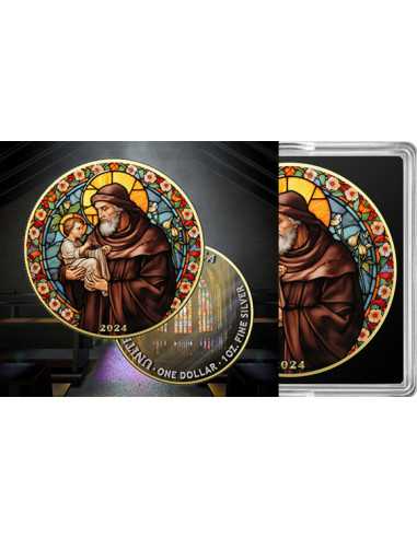 SAINT ANTHONY Saint Vitrail American Eagle 1 Oz Silver Coin 1$ USA 2024 - Coins & More - Usa
