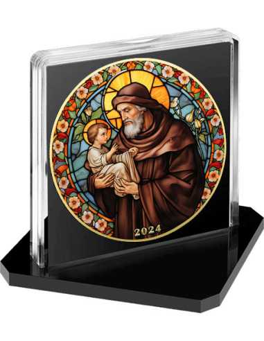 SAINT ANTHONY Heilige Glasmalerei American Eagle 1 Oz Silbermünze 1$ USA 2024 - Coins & More - Usa