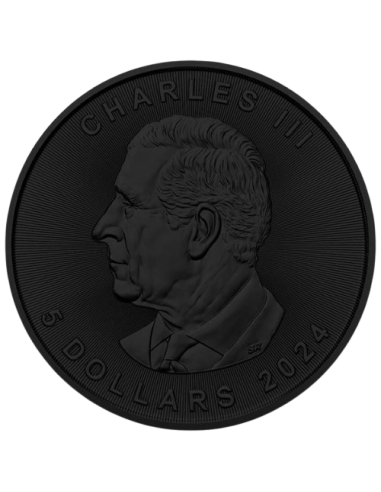 BLACK BEAR Foglia d'acero fosforescente da 1 Oz d'argento 5$ Canada 2024 - Coins & More - Canada