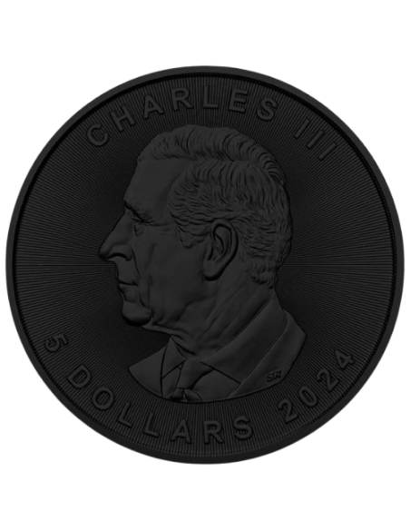 BLACK BEAR Foglia d'acero fosforescente da 1 Oz d'argento 5$ Canada 2024 - Coins & More - Canada