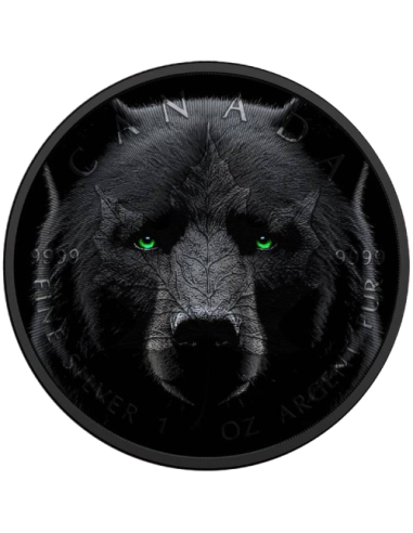 BLACK BEAR Glow In Dark Maple Leaf 1 Oz Silbermünze 5$ Kanada 2024 - Coins & More - Kanada