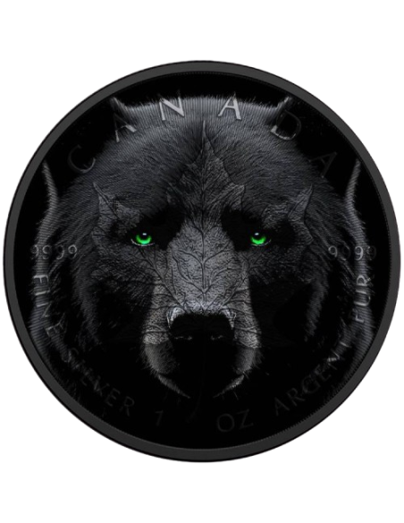 BLACK BEAR Glow In Dark Maple Leaf 1 Oz Silbermünze 5$ Kanada 2024 - Coins & More - Kanada
