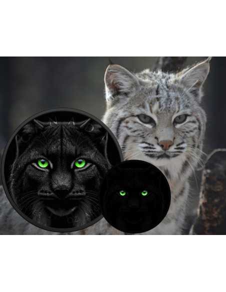 BLACK LYNX Foglia d'acero fosforescente da 1 Oz d'argento, moneta da 5$ Canada 2024 - Coins & More - Canada