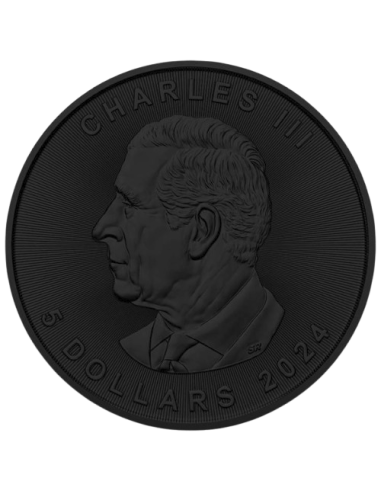 BLACK LYNX Foglia d'acero fosforescente da 1 Oz d'argento, moneta da 5$ Canada 2024 - Coins & More - Canada