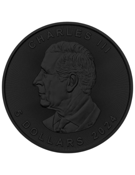 BLACK LYNX Foglia d'acero fosforescente da 1 Oz d'argento, moneta da 5$ Canada 2024 - Coins & More - Canada
