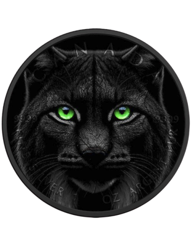 BLACK LYNX Foglia d'acero fosforescente da 1 Oz d'argento, moneta da 5$ Canada 2024 - Coins & More - Canada