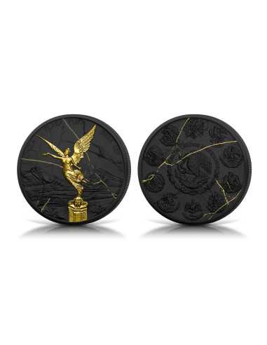 LIBERTAD Colección Mármol Negro y Oro 1 Oz Moneda de Plata México 2024 - Coins & More - Mexico