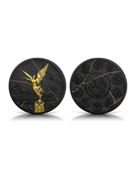 LIBERTAD Colección Mármol Negro y Oro 1 Oz Moneda de Plata México 2024 - Coins & More - Mexico