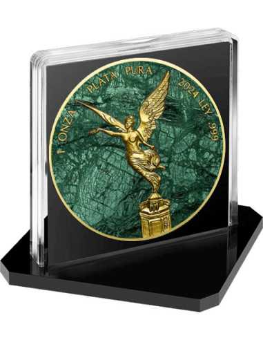 GUATEMALA GREEN MARBLE Metal Stones 1 Oz Silver Coin Mexico 2024 - Coins & More - Mexico