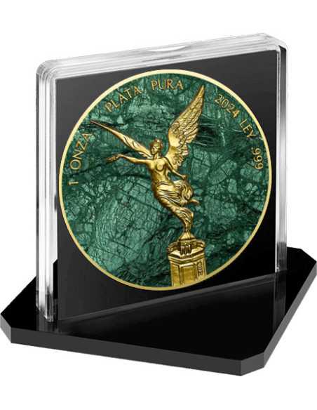 GUATEMALA GREEN MARBLE Metal Stones 1 Oz Silver Coin Mexico 2024 - Coins & More - Mexico