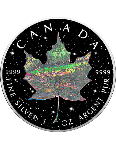 HOLO POLVERE DI DIAMANTE Foglia d'acero 1 Oz Moneta d'Argento 5$ Canada 2025 - Coins & More - Canada