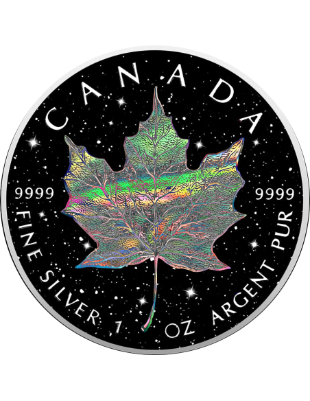 HOLO POLVERE DI DIAMANTE Foglia d'acero 1 Oz Moneta d'Argento 5$ Canada 2025 - Coins & More - Canada