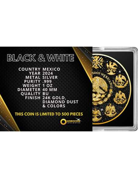 POLVERE DI DIAMANTE BIANCA E NERA Libertad Moneta d'Argento da 1 Oz Messico 2024 - Coins & More - Messico
