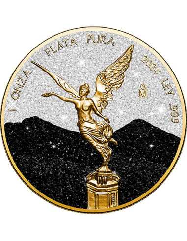 BLACK & WHITE DIAMOND DUST Libertad 1 Oz Silver Coin Mexico 2024 - Coins & More - Mexique