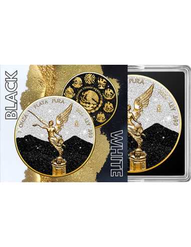 BLACK & WHITE DIAMOND DUST Libertad 1 Oz Silver Coin Mexico 2024 - Coins & More - Mexique