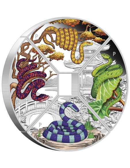 YEAR OF THE SNAKE Quadrant Set 4 x 1 Oz Silver Coins 1$ Tuvalu 2025 - Coins & More - Niue