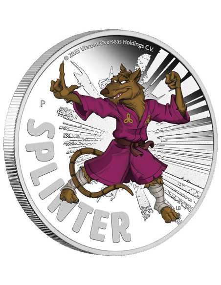 SPLINTER Teenage Mutant Ninja Turtles Moneta d'Argento da 1 Oz 1$ Tuvalu 2025 - Coins & More - Tuvalu