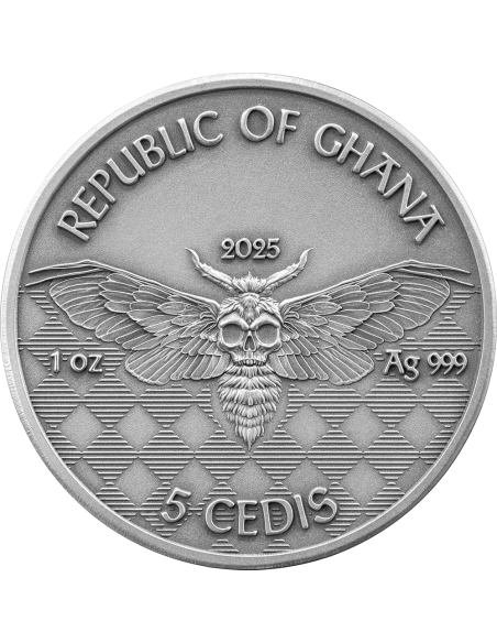 Moneta d'argento da 1 Oz 5 Cedis Ghana 2025 - Coins & More - Ghana