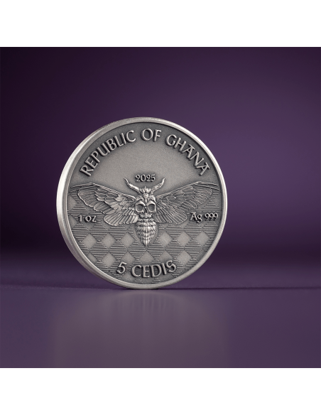 Moneta d'argento da 1 Oz 5 Cedis Ghana 2025 - Coins & More - Ghana