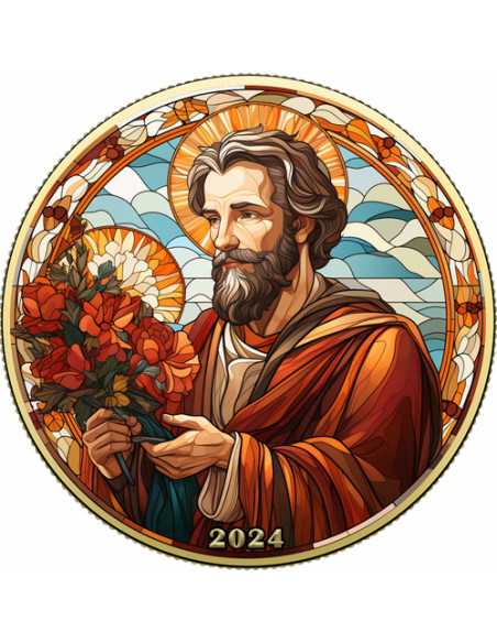 SAINT JOSEPH Holy Stained Glass American Eagle Moneta d'argento da 1 Oz 1$ USA 2024 - Coins & More - Usa