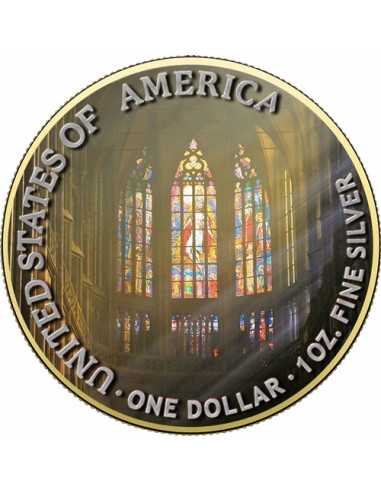 SAINT JOSEPH Holy Stained Glass American Eagle 1 Oz Silver Coin 1$ USA 2024 - Coins & More - Usa
