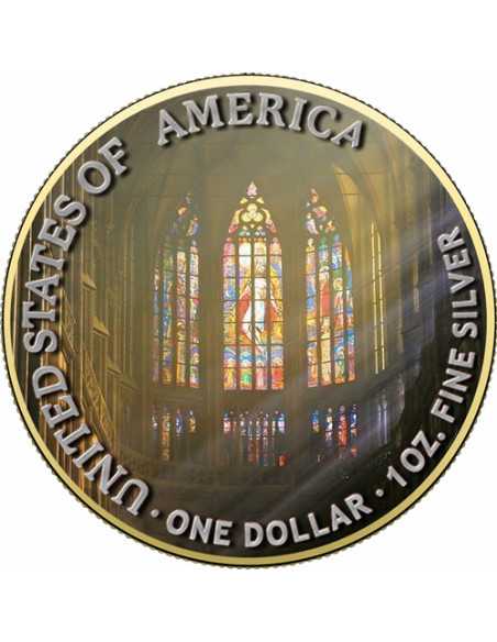 SAINT JOSEPH Holy Stained Glass American Eagle 1 Oz Silver Coin 1$ USA 2024 - Coins & More - Usa