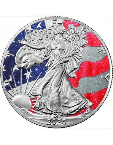 THREE PRECIOUS STONES US FLAG 1 Oz Silbermünze 1$ USA 2025 - Coins & More - Usa