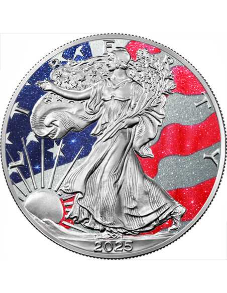 THREE PRECIOUS STONES US FLAG 1 Oz Silbermünze 1$ USA 2025 - Coins & More - Usa