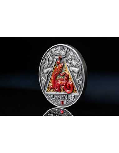 SALAMANDER (Elemento Fuoco) Quattro Elementali Moneta d'Argento da 2 Oz 2000 Franchi Camerun 2024 - Coins & More - Camerun