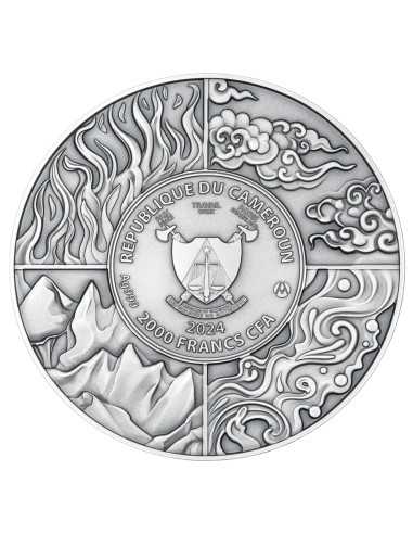 SALAMANDER (Element Fire) Four Elementals 2 Oz Silver Coin 2000 Francs Cameroon 2024 - Coins & More - Cameroon