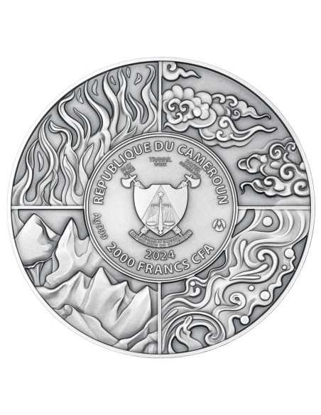 SALAMANDER (Element Fire) Four Elementals 2 Oz Silver Coin 2000 Francs Cameroon 2024 - Coins & More - Cameroon
