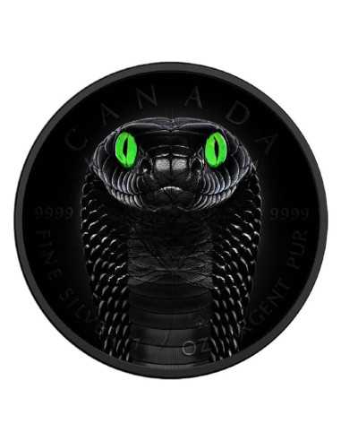 MAPLE LEAF Schwarze Kobra mit Glow In The Dark Augen 1oz Silber 5$ Kanada 2024 - Coins & More - Kanada